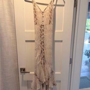 Kivari Cream and Tan Backless Dress